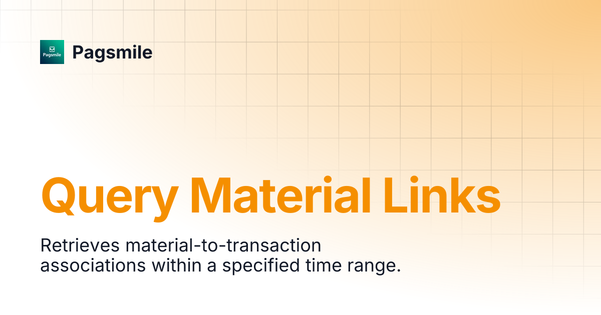 Query Material Links | Pagsmile